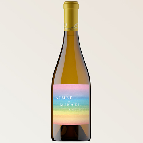 Bouteille de vin de mariage Rainbow à personnaliser