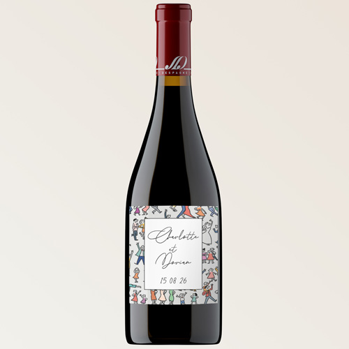Bouteille de vin de mariage Scène danseurs à personnaliser