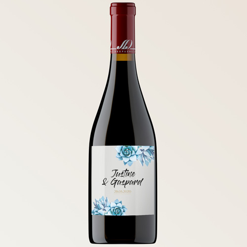 Bouteille de vin de mariage Succulentes à personnaliser
