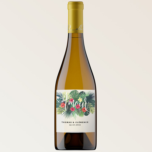 Bouteille de vin de mariage Tropical à personnaliser