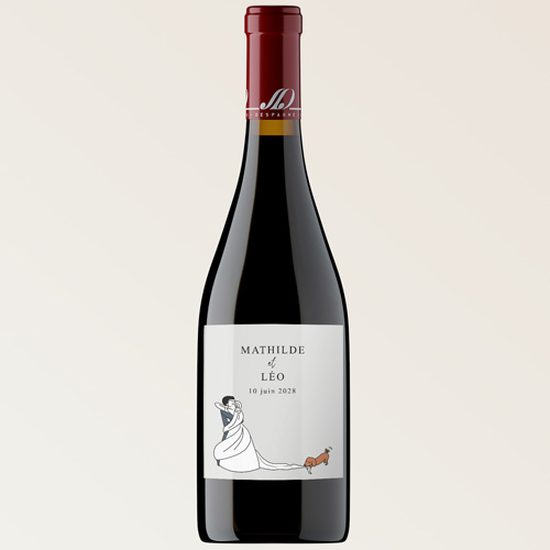 Bouteille de vin de mariage Voile à personnaliser