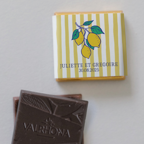 Carré chocolat :univers de mariage Acidulé à personnaliser