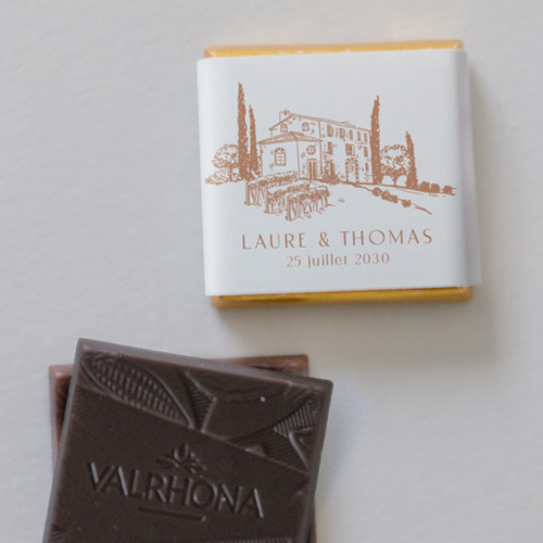 Carré chocolat :univers de mariage Alba à personnaliser