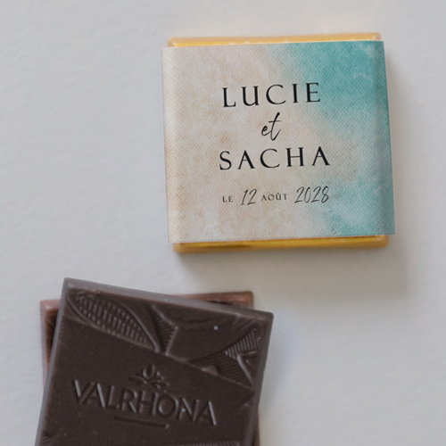 Carré chocolat :univers de mariage Alméria à personnaliser
