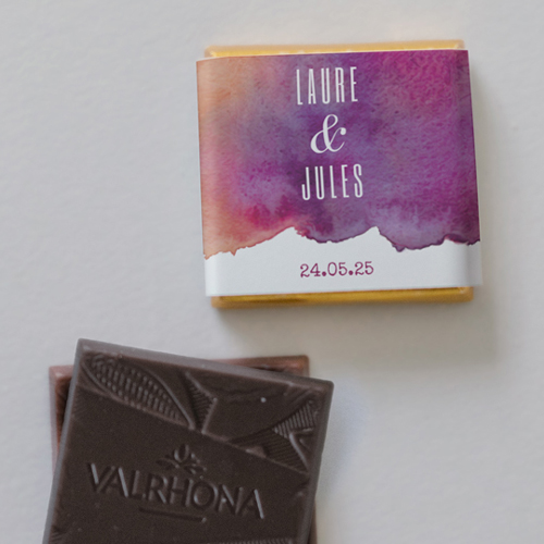 Carré chocolat :univers de mariage Aquarelle à personnaliser