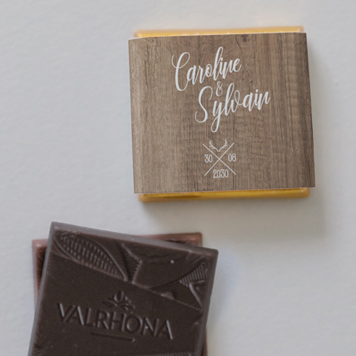 Carré chocolat :univers de mariage Bois à personnaliser
