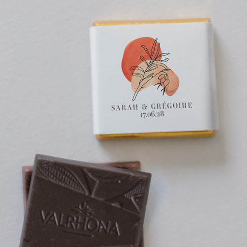 Carré chocolat :univers de mariage Camélis à personnaliser