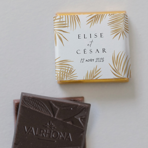 Carré chocolat :univers de mariage César à personnaliser