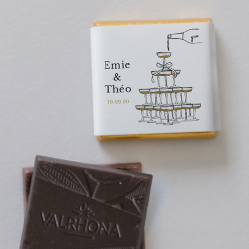 Carré chocolat :univers de mariage Champagne à personnaliser