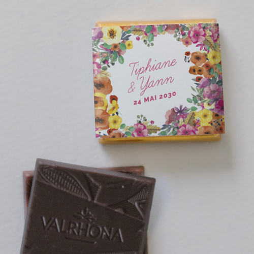 Carré chocolat :univers de mariage Champêtre à personnaliser