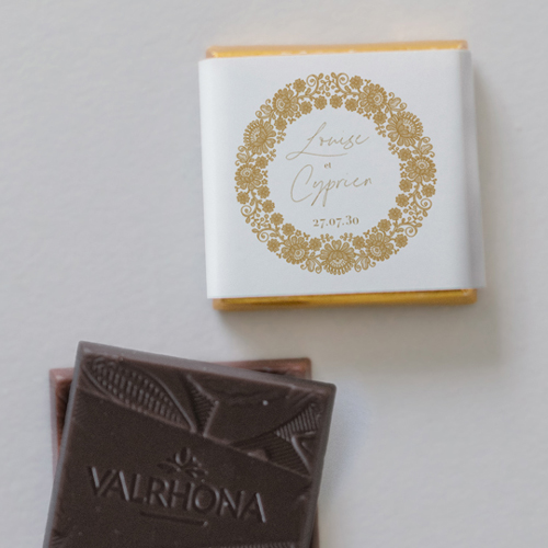 Carré chocolat :univers de mariage Clovelly à personnaliser