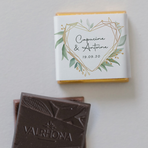Carré chocolat :univers de mariage Coeur géométrique à personnaliser