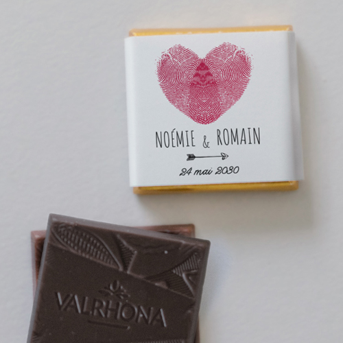 Carré chocolat :univers de mariage Coeur à personnaliser