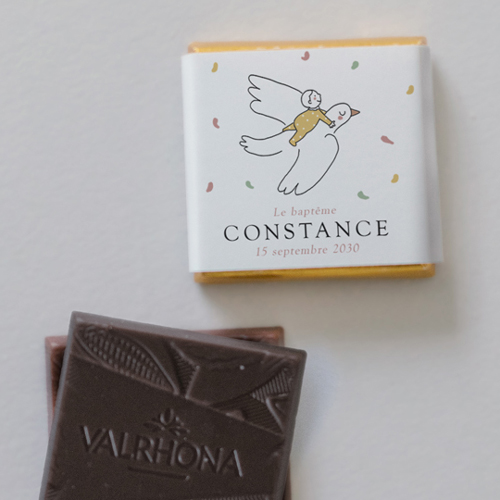 Carré chocolat :univers de mariage Colombe à personnaliser