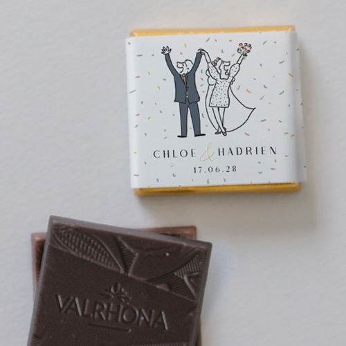Carré chocolat :univers de mariage Confettis à personnaliser