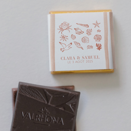 Carré chocolat :univers de mariage Coralia à personnaliser
