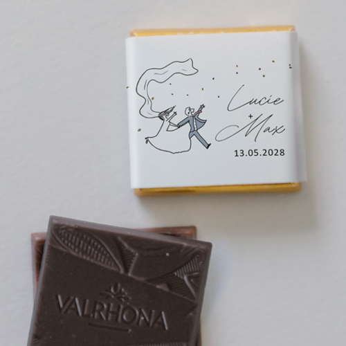 Carré chocolat :univers de mariage Coup de vent à personnaliser