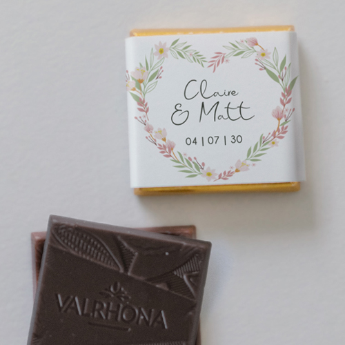 Carré chocolat :univers de mariage Couronne coeur à personnaliser