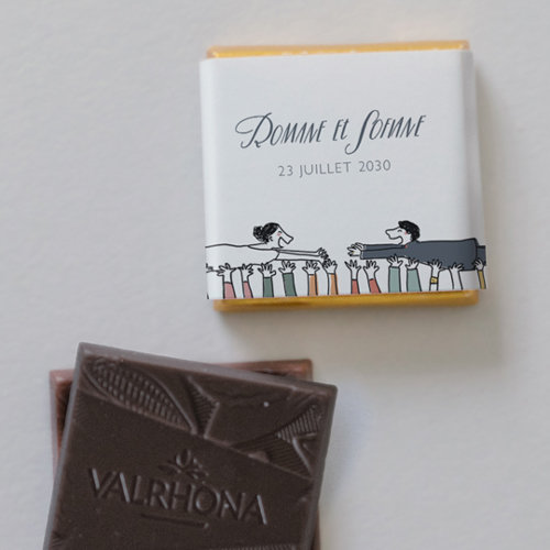 Carré chocolat :univers de mariage Crowd Surfin à personnaliser