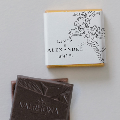 Carré chocolat :univers de mariage Dallma à personnaliser