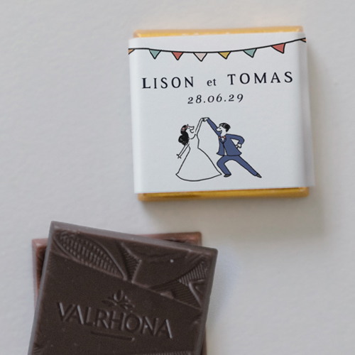 Carré chocolat :univers de mariage Danseurs à personnaliser