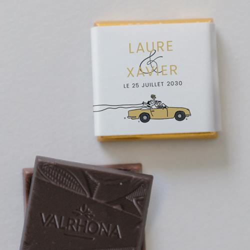 Carré chocolat :univers de mariage Décapotable à personnaliser