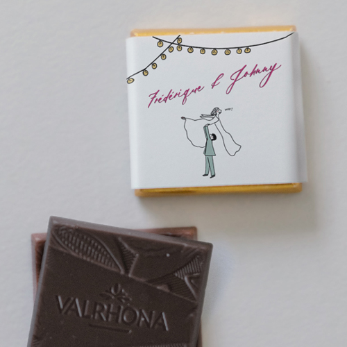 Carré chocolat :univers de mariage Dirty dancing à personnaliser