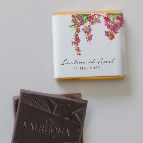 Carré chocolat :univers de mariage Fushia à personnaliser