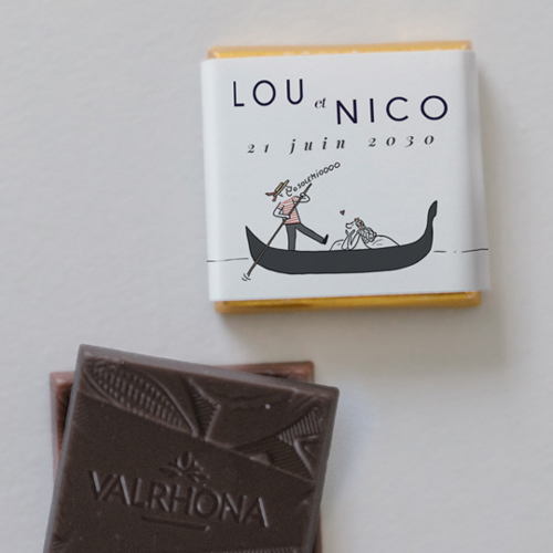 Carré chocolat :univers de mariage Gondole à personnaliser
