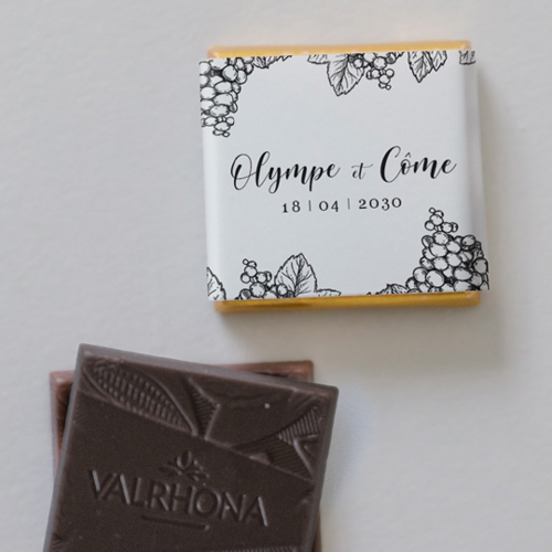 Carré chocolat :univers de mariage Grappes à personnaliser