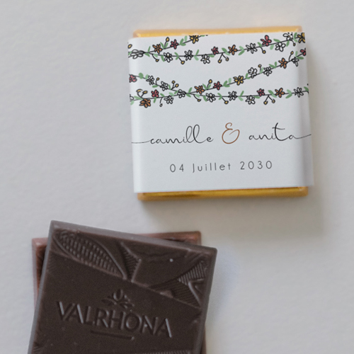 Carré chocolat :univers de mariage Guirlandes de fleurs à personnaliser
