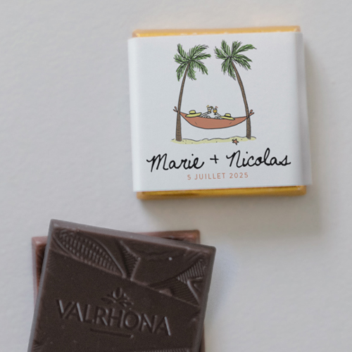Carré chocolat :univers de mariage Hamac à personnaliser