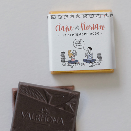 Carré chocolat :univers de mariage Invitations à personnaliser