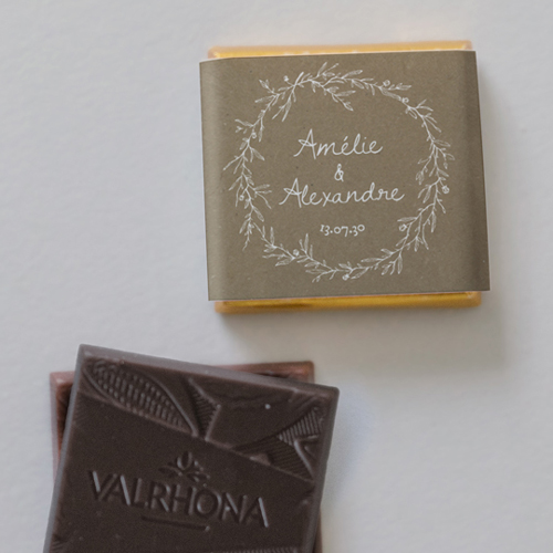 Carré chocolat :univers de mariage Kraft à personnaliser