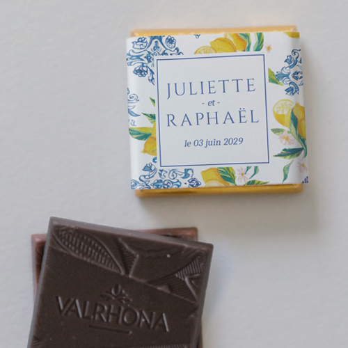 Carré chocolat :univers de mariage Lemon Vibes à personnaliser