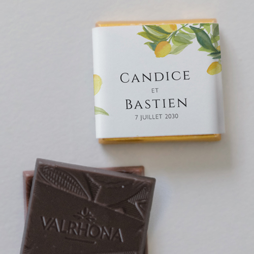 Carré chocolat :univers de mariage Limonier à personnaliser