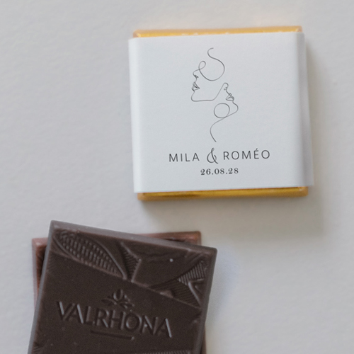 Carré chocolat :univers de mariage Linéus à personnaliser