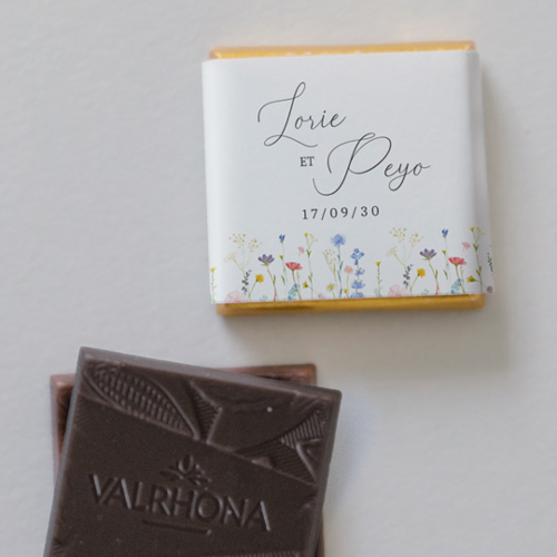 Carré chocolat :univers de mariage Lisière à personnaliser
