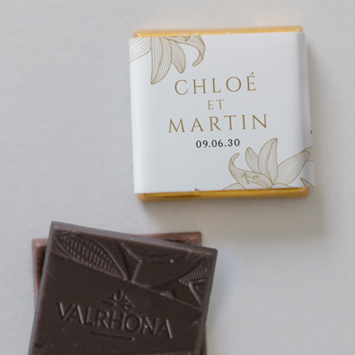 Carré chocolat :univers de mariage Lys à personnaliser