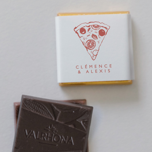 Carré chocolat :univers de mariage Margherita à personnaliser