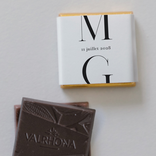 Carré chocolat :univers de mariage Milan à personnaliser