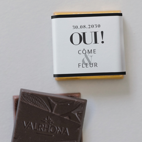 Carré chocolat :univers de mariage Oui à personnaliser