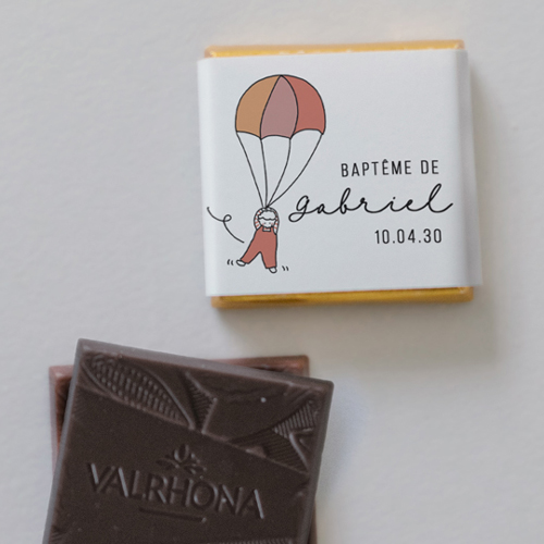 Carré chocolat :univers de mariage Parachute à personnaliser