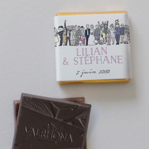 Carré chocolat :univers de mariage Photo de groupe à personnaliser