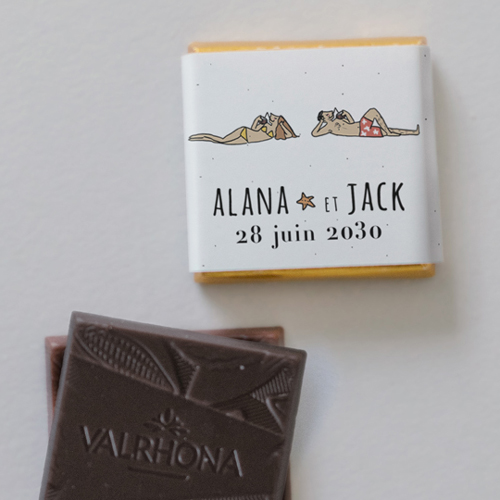 Carré chocolat :univers de mariage Plage à personnaliser