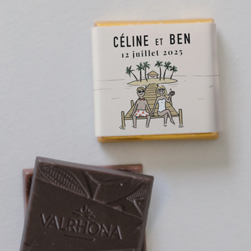 Carré chocolat :univers de mariage Ponton à personnaliser