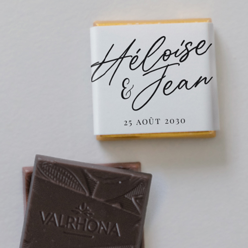 Carré chocolat :univers de mariage Prénoms à personnaliser