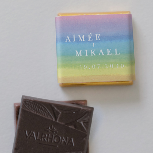 Carré chocolat :univers de mariage Rainbow à personnaliser