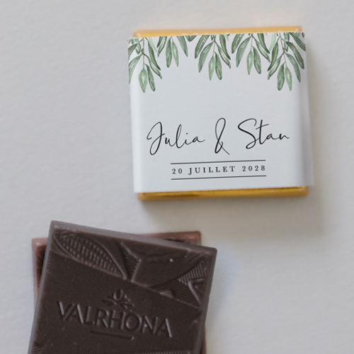 Carré chocolat :univers de mariage Roma à personnaliser