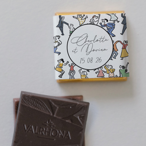 Carré chocolat :univers de mariage Scène danseurs à personnaliser